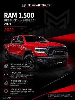 RAM 1500 5.7 V8 GASOLINA REBEL CD 4X4 AUTOMÁTICO